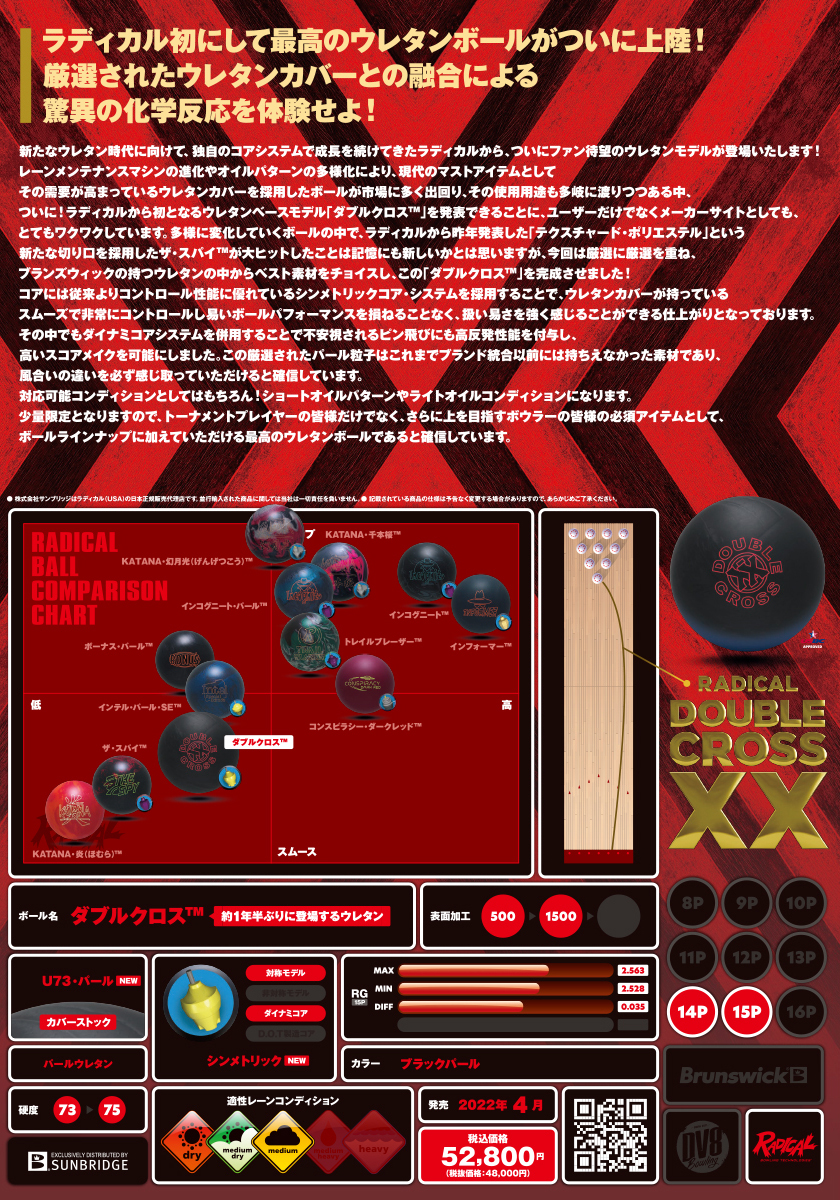 KATANA GENGETSUKO ボウリングボール 15ポンド Radical Katana 幻月光